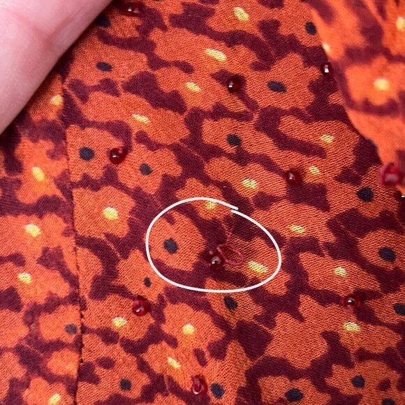 Ice Womens Silk Blouse Size PS Orange Floral Phoebe Buffay Ruffle 90s Romantic - Picture 9 of 11